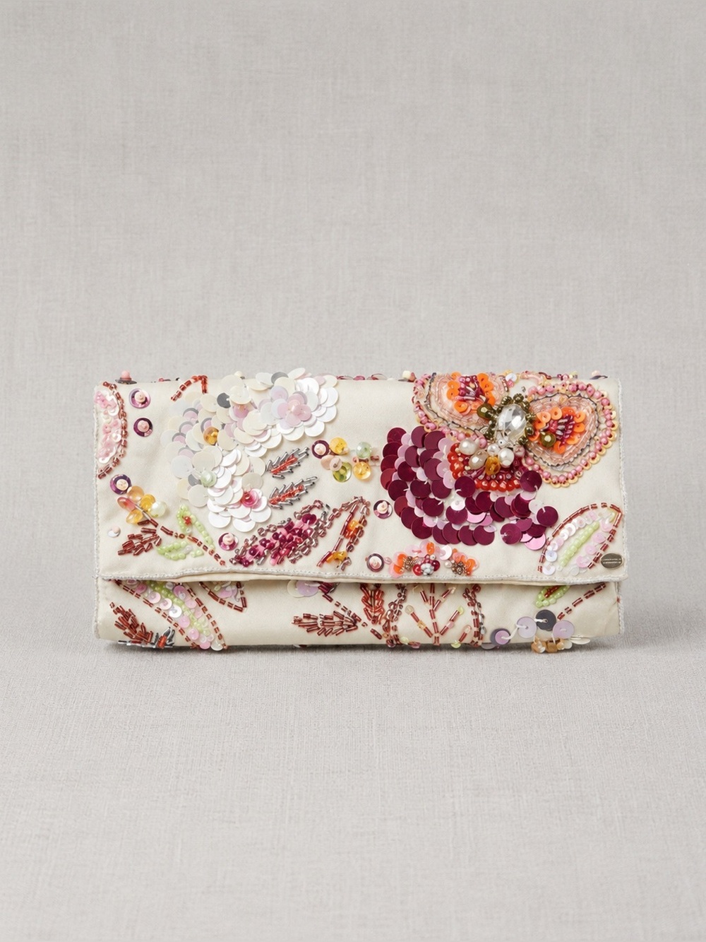 Accessorize Embellished Floral Sequin Beaded Clutch